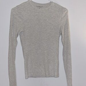 Abercrombie & Fitch essentials grey ribbed long sleeve top XS